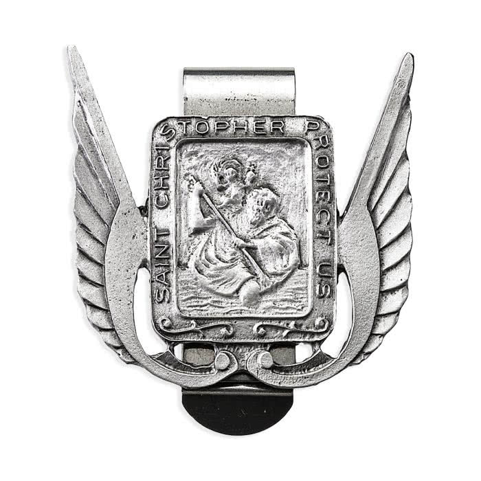 St. Christopher Protect Us Wings Visor Clip